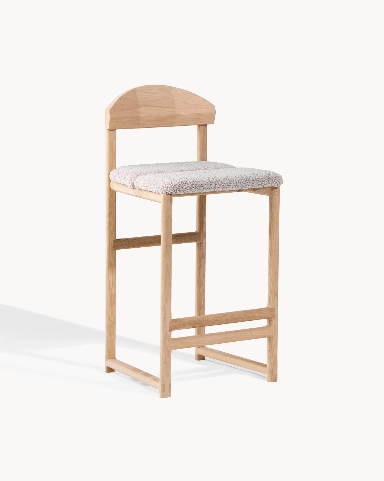 Tabouret de bar Ted - Chêne - Greige bouclé